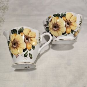 Windsor & Kent Yellow and White Floral Mugs Israel Bone China